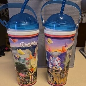 Dollywood Park Souvenir Cups with Blue Lids